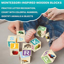 QUOKKA Montessori Wooden Blocks for Toddlers 1-3 - 35 Realistic ABC Learning Baby Blocks for Kids 3-5 Year Olds - Stacking Alphabet Wood Toys for 2-4 yo - Learn Letters Numbers by TinyTreasures Baby Boutique
