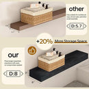 Floating Shelves 3 inch Thick for Wall Set of 2,Solid Pine Wood Wall Mount Shelf for Kitchen Living Room Bedroom Bathroom,8" D x 48" L x 3" H-Black by CozyNest Decor
