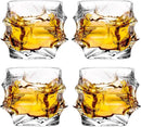 12 oz Hand Blown Crystal Whiskey Glasses Set of 4, Unique Cognac Glass, Heavy Thick Bottom Bar Glass for Scotch Bourbon Rum Gin Water Cocktail,Gifts Men Gifts Ideas by CozyNest Decor