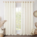 LAMIT Light Filtering Sheer Linen Curtains 84 inches Long, Linen Textured Semi Sheer Bronze Grommet Natural Boho Drapes for Living Room/Farmhouse/Bedroom, 2 Panels, Cream, 60 x 84 Inch by CozyNest Decor