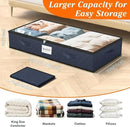 SpaceWhisper 90L Under Bed Storage Containers, 4-Pack Storage Bins with Clear Top, Foldable Closet Organizers and Storage with Label Holder for Clothing, Blankets, Comforter & Pillows(Blue) by CozyNest Decor
