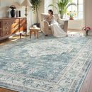 LIVEBOX Washable Area Rug 9x12 Rugs for Living Room Bedroom, Non-Slip Boho Indoor Carpet for Dining Room Office, Low-Pile Farmhouse Soft Carpets for Kids Nursery Room Playroom, Blue by TinyTreasures Baby Boutique