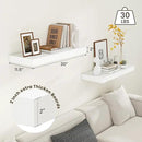 Deep Floating Shelves | 30 Inch Floating Shelves for Wall Set of 2 | 12 Inch Deep White Shelves for Living Room Bathroom Laundry Room Bedroom Kitchen Home Office - White by CozyNest Decor