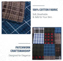 NEWLAKE Quilt Set King Size, Cotton Patchwork Blue Black Checkered Patterns Quilt Sets, Reversible Bedspread Lightweight and Breathable for All Seasons, Soft Quilted Bedspread with 2 Pillow Shams by CozyNest Decor