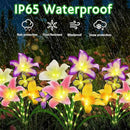 Solar Garden Lights 2 Pack 8 Lily Flowers with Butterfly Decor, Waterproof Solar Flower Lights for Outdoor - Upgraded Decorative Lilies for Yard, Patio, Pathway Decorations & Gardening Gifts by GreenHaven Gardens