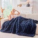 BENVWE Fluffy Faux Fur Throw Blanket for Couch, Soft Plush Thick Cozy Fuzzy Luxury Minky Bubble Blanket for Home Living Room Decor Gift for Women, Navy Blue, 51" x 63", 1100GSM by CozyNest Decor