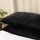 CaliTime Throw Pillow Covers Decorative 20 X 26 Inches Pack of 2 Cozy Chenille Standard Pillow Shams Cases for Couch Sofa Bed Living Room Home Black by CozyNest Decor