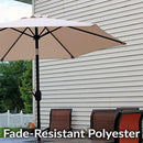 Sunnydaze Outdoor Patio Umbrella - Polyester Table Market Umbrella with Push-Button Tilt and Crank - 6 Sturdy Ribs - Beige - 7.5ft by GreenHaven Gardens