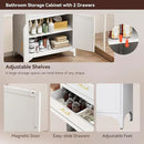 75” Tall Kitchen Pantry Storage Cabinet, Metal Bathroom Storage Cabinet with 2 Drawers and Adjustable Shelves, Kitchen Pantry Cupboard, Freestanding Cupboard for Bathroom, Living Room (White) by CozyNest Decor