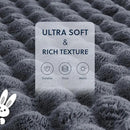 Cozy Faux Fur Throw Blanket for Couch Warm Fuzzy Throw Blanket, Soft Plush Thick Bubble Blankets for Bedroom and Living Room, Furry Luxury Blanket, 50 x 60, Grey by CozyNest Decor