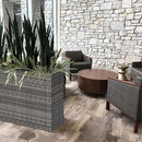 SUNNYPARK Tall Rectangular Planter with Removable Liner, All-Weather PE Rattan Large Modern Planters Indoor Outdoor Flower Plant Pots Garden Box Patio Yard Front Porch Deck