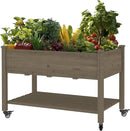 MUPATER 4x2FT Raised Garden Bed, Planter Box with Four Wheels and Legs for Herbs, Flowers and Vegetables, Elevated Garden Bed with Drainage Holes for Greenhouse, Garden, Farm, Brown by GreenHaven Gardens