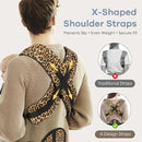 Baby Carrier with Lumbar Support, Cozy Baby Carrier Newborn to Toddler with Adjustable Seat Size, Ergonomic Infant Carrier with 3-Way Carry, Front Facing Toddler Hodler Carrier for Mom & Dad, Leopard by TinyTreasures Baby Boutique