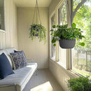 T4U 8 Inch Hanging Planters for Indoor Outdoor Plants, Self Watering Hanging Pot Pack of 2, Hanging Pots with Drainage Hole & Plug & Chain with 3 Hooks for Garden Home Decor, Grey by GreenHaven Gardens