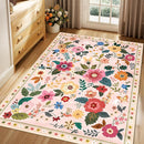 Floral 3x5 Area Rug Machine Washable Soft Print Boho Carpet Non Slip Doormat Low Pile Flower Area Rugs for Living Room Bedroom Nursery Kitchen Dining Room Indoor-Pink by TinyTreasures Baby Boutique