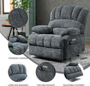Power Lift Chair with Vibration Massage and Lumbar Heat for Elderly, Electric Recliner Chair Max 155° with Charging Ports, Blue Gray by CozyNest Decor