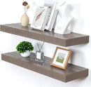Deep Floating Shelves for Wall, 36W x 12D Rustic Large Floating Shelves Set of 2, 12'' Deep Grey Wood Floating Shelves for Living Room Bathroom Laundry Room Bedroom Kitchen Home Office - Grey by CozyNest Decor