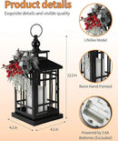 iStatue Metal Black Christmas Lantern with Flameless Candle, 14'' Modern Farmhouse Decor Festive Holiday Rustic Home Gifts for Indoor / Outdoor (Xmas) by CozyNest Decor
