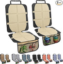 Car Seat Protector for Child Car Seat, 2 Pack Baby Car Seat Covers with Mesh Pockets & Non-Slip Backing 600D Durable Seat Protector Under Baby Car Seat for Car Back Seat (Beige, Large) by TinyTreasures Baby Boutique