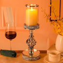 Hanjue Crystal Candle Holders for Pillar Candle, Metal Crystal Candle Holder for Home Decor, Centerpieces, Coffee Dining Table CH0509 (Silver (M)) by CozyNest Decor