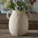 Off-White Ceramic Vase with 2 Handles, Sandstone Texture for Modern Farmhouse Decor, Rustic Pottery, Decorative Flower Vase, Clay Small Vase, Centerpiece for Dining Table - 7 Inch Tall by GreenHaven Gardens