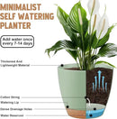 Plant Pots 8/7/6.5/6/5.5/5 Inch Self Watering Pots, Set of 6 Plastic Planters with Drainage Holes and Saucers,Plastic Flower Pots,Nursery Planting Pot for Indoor Out Door Plants（Green） by CozyNest Decor