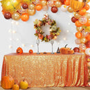 SquarePie Sequin Tablecloth 50 x 72 Inch Orange Sparkly Table Cloth for Halloween Thanksgiving Party Decoration by CozyNest Decor
