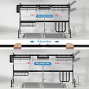 2 Tier Extra Large Stainless Steel Expandable Over The Sink Dish Drainer Drying Rack, Rust Proof Metal, Space Saving, Modern Black Big Capacity Extendable Plate Strainers Above Kitchen Counter by CozyNest Decor