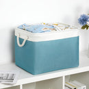 Bidtakay Large Storage Baskets for Shelves 3 Pack 16x11.8x11.8 Inch Storage Bins for Organizing Fabric Storage Cubes for Closet Clothes Basket Laundry-White&Teal by TinyTreasures Baby Boutique