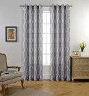 MIUCO Moroccan Embroidered Semi Sheer Curtains Linen Look Grommet Curtains for Living Room 52 x 84 Inch Set of 2, Grey by CozyNest Decor