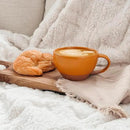Mora Ceramic Latte Art Mug With Saucer - 10.5 oz, Round Bottom For Perfect Pours - Cafe Cups for Cappuccino, Espresso, Coffee, Tea etc - Porcelain Set for Baristas, Great Gift - Pumpkin Orange by CozyNest Decor