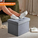 ALASDO Storage Ottoman Footrest Stool Small Ottoman with Storage Foldable Ottomans Foot Rest Footstool Bench for Living Room 17x13x13inches Grey by CozyNest Decor