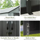 Domi 8x12FT Outdoor Resin Storage Shed with Transparent Windows & Louvered Vents, Plastic Tool Shed with Double Lockable Doors & Gable Roof, Outside Garden Shed for Backyard, Patio, Lawn, Grey by GreenHaven Gardens