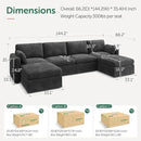 HONBAY Sectional Couch with Storage Seats, Modular Sofa with Storage Ottoman, U Shaped Sectional Couches for Living Room, Grey by CozyNest Decor