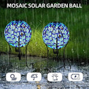VOREEN Solar Gazing Ball, 10" Mosaic Glass Gazing Globe with Solar Light, Handmade Outdoor Yard Decor Sphere for Patio Lawn Garden, Gift for Mom Wife Friend, Peacock Feather Design (Blue) by CozyNest Decor