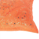 Eyes of India Embroidered Decorative Boho Throw Pillow Cover with Mirrors, Handmade Bohemian Accent Cushion Case for Sofa Couch Bedroom Living Room (Orange, 24" x 24") by CozyNest Decor