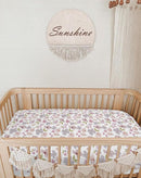 Bassinet Sheet for Baby Boy and Girl 2 Pack, Fitted Sheets for Rectangle, Oval, Hourglass Bassinet Mattress, Muslin Moses Basket Sheets with Neutral Style (Purple Petals & White) by TinyTreasures Baby Boutique