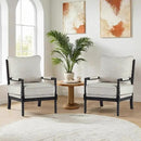 DUHOME Linen Fabric Spindle Accent Chairs Set of 2,Bobbin Chair with High Resilience Spring Cushion and Armrest Pads, Leisure Armchair for Living Room Bedroom Farmhouse Home Office Belcony by CozyNest Decor