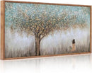 Aurlan Tree of Life Hand Painted Framed Wall Decor(40"x20"), Large Abstract Girl under Tree Oil Painting Canvas Artwork, Modern Nature Landscape Art for Office Living Room Bedroom by CozyNest Decor