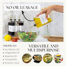 Premium Glass Olive Oil Dispenser Bottle 350ml | Cooking Oil and Vinegar Dispenser | Oil Dispenser for Kitchen with Gold Pourers, Funnel, Brush & 36 Labels (4 Pack) by CozyNest Decor