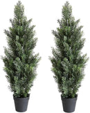 momoplant Artificial Cedar Topiary Trees 3 Ft Fake Cedar Shrubs Set of 2 Faux Cypress Potted Plants for Outdoor Indoor Decor by GreenHaven Gardens