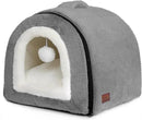 Cat Bed for Indoor Cats，Foldable cat cave，Anti-Slip & Water-Resistant Bottom，cat Houses for Indoor Cats or Small Dogs, Kitten Tent, Rabbit Bed，2 in 1 pet Bed (Dark Grey) by CozyNest Decor