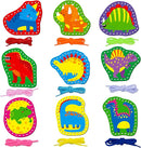 9 Pieces Kids Lacing Cards, Double Sided Sewing Cards in 9 Dinosaurs with 9 Colorful Laces, Imagination Development Lacing Toys Games for Children Educational and Learning Activity by TinyTreasures Baby Boutique