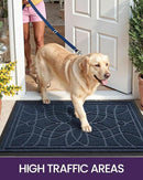 DEXI Front Door Mat Outside Entrance, Heavy Duty Non Slip Low Profile Doormat for Entryway, Trap Dirt and Moisture Welcome Mats, Easy Clean, Patio, Garage, 5x3, Blue by CozyNest Decor