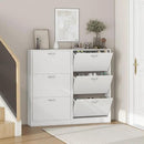 Shoe Storage Cabinet Set of 2 with 3 Flip Drawers, Narrow Shoe Cabinet Freestanding Slim Shoe Storage Organizer for Entryway, Hallway, Entrance, Bedroom, Living Room, White by CozyNest Decor