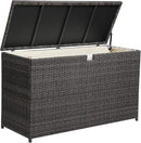 Super Patio Outdoor Patio Storage Box Waterproof, 120 Gallon Large Deck Box Wicker Storage Bin for Cushions, Garden Tools, Gray by CozyNest Decor
