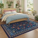 5x7 Washable Rug Vintage Floral Botanical Area Rug Non Slip Low Pile Large Rugs for Living Room, Bedroom, Farmhouse, Dining Room, Kids Playroom, Blue by TinyTreasures Baby Boutique
