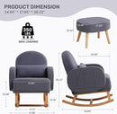 Nursery Rocking Chair with Ottoman, Upholstered Glider Rocker with High Backrest and Side Pocket, Rocking Accent Armchair with Solid Wood Legs for Nursery, Living Room, Bedroom Dark Grey by TinyTreasures Baby Boutique