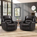 CANMOV Leather Recliner Chair Set of 2, Classic and Traditional Manual Recliner Chair with Comfortable Arms and Back,Manual Single Recliner Sofa for Living Room, Dark Brown by CozyNest Decor