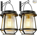 Solar Lanterns Outdoor Waterproof, Metal Hanging Solar Lights Outdoor with Hooks Wall Mount Kit, Solar Powered Lanterns for Garden Porch Patio Fence Decorative 2 Pack (Warm Light) by GreenHaven Gardens